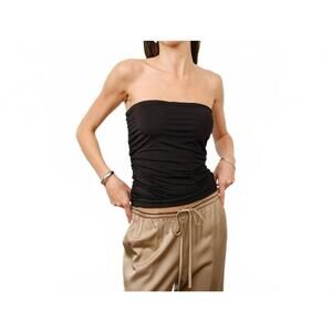 NEW LOUCIA juliet ruched tube top in black